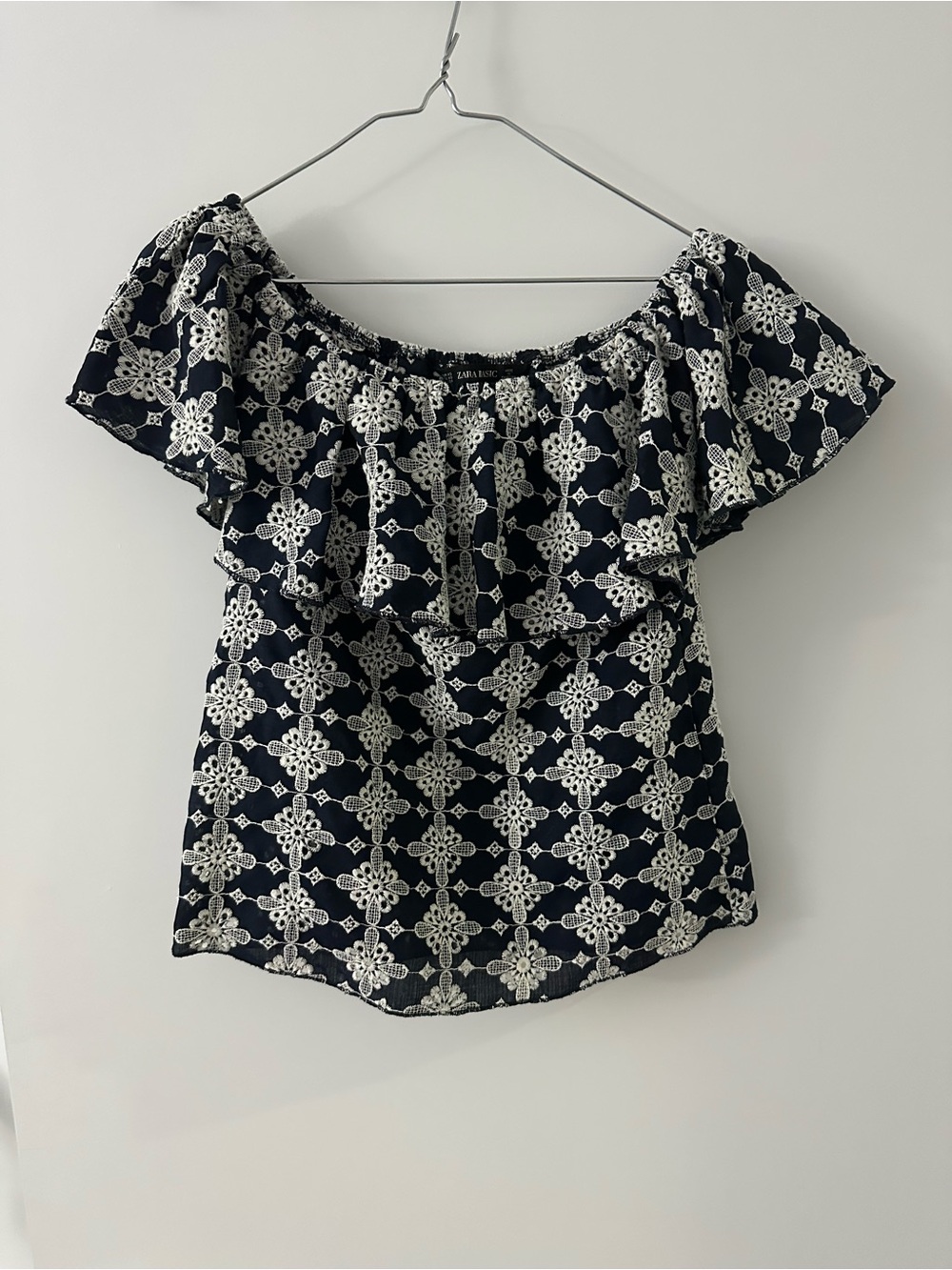 Zara Off-Shoulder Floral Lace Detail Top